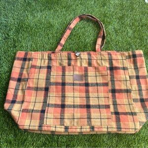 Maurices Plaid Tote in Orange and Brown